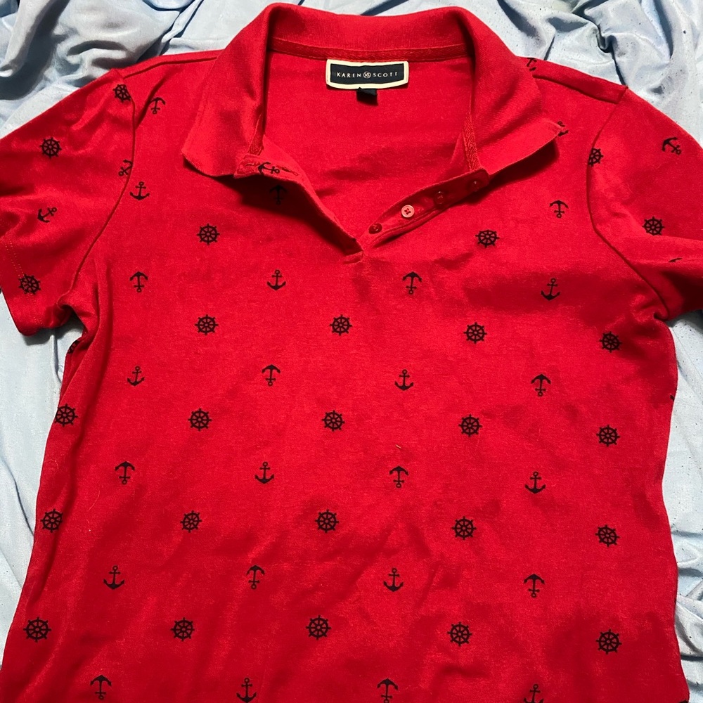 Red collared boating shirt!